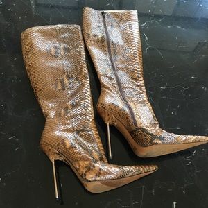 Knee high snake skin boots